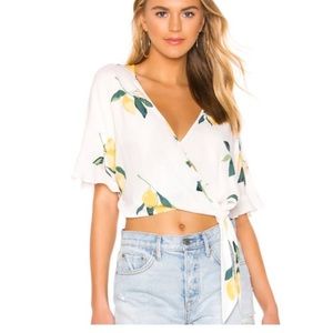 Rails white Athena Lemon Print wrap crop